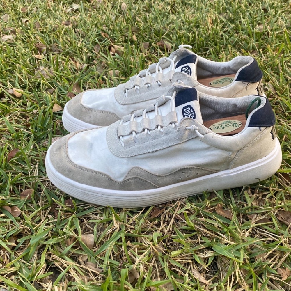 Hey Dude Hudson M Canvas Mens Sneakers White Grey Size 11 41240-10M
